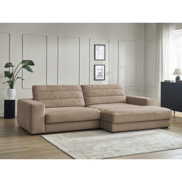 Taupe zamatová rohová pohovka (pravý roh/s leňoškou) Sierra – Bobochic Paris-image-1