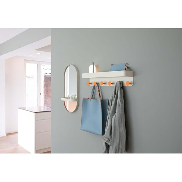 Béžový kovový nástenný vešiak s poličkou - Remember-image-2