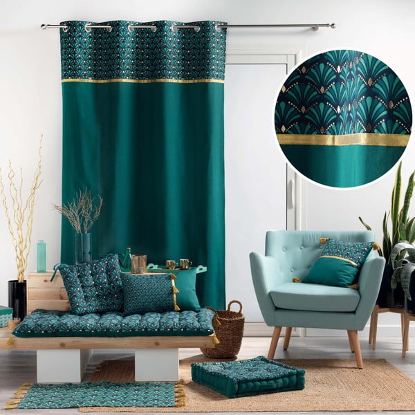 Bavlnený záves v petrolejovej farbe 140x240 cm Artchic – douceur d'intérieur-image-3