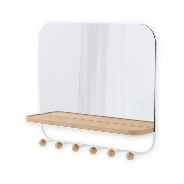 Biely prírodný nástenný vešiak z bukového dreva s poličkou Estique - Umbra-image-3