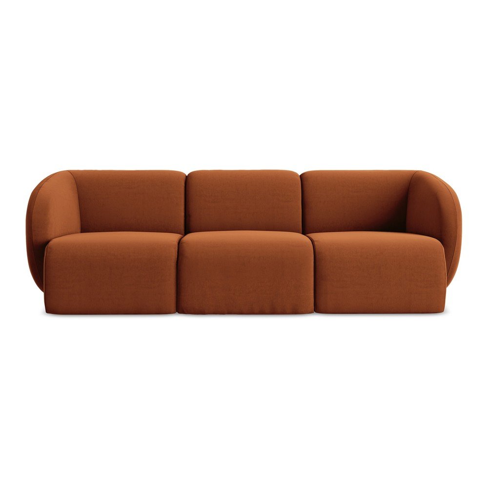 E-shop Zamatová pohovka v terakotovej farbe 244 cm Lani – Makamii