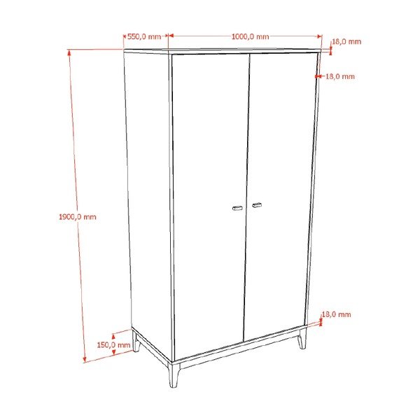 Šatníková skriňa v dekore orecha v tmavo prírodnej farbe 100x190,5x55 cm Ilyas – Vipack-image-2