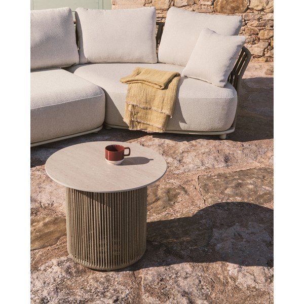 Kovový okrúhly záhradný stolík ø 55 cm Orosei – Kave Home-image-1