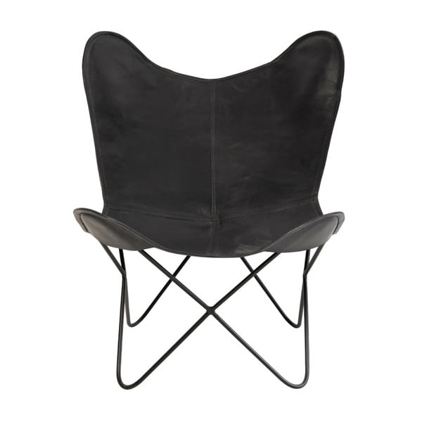 Čierne kožené butterfly kreslo sømcasa Farfalla-image-2