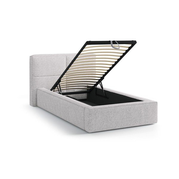 Svetlosivá čalúnená jednolôžková posteľ s úložným priestorom s roštom 90x200 cm Darren – Micadoni -image-1