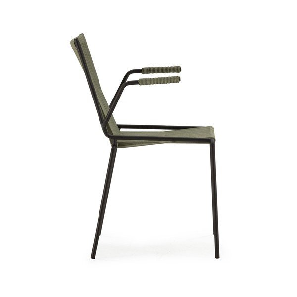 Zelené kovové jedálenské stoličky v súprave s podrúčkami/stohovateľné 2 ks Emily – Marckeric-image-4