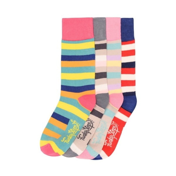 Sada 4 párov farebných ponožiek Funky Steps Strips, veľ. 35-39