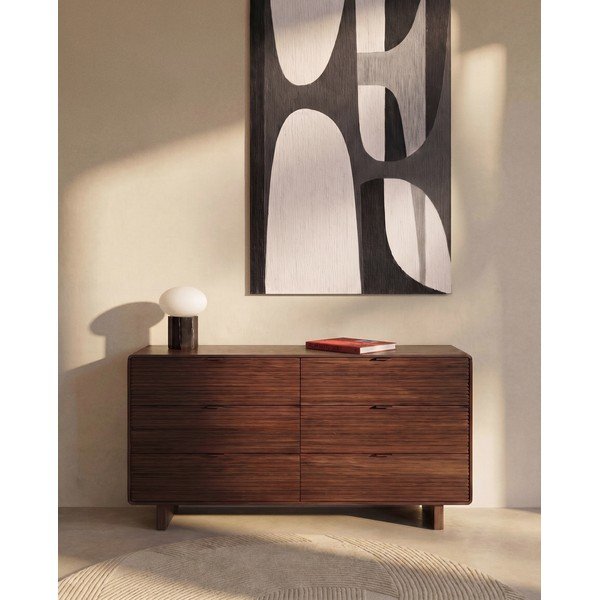 Komoda v dekore orecha v tmavo prírodnej farbe 120x75x50 cm Norlen – Kave Home-image-2