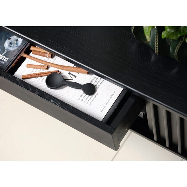 Čierny TV stolík v dekore duba 48x160 cm Siena – Unique Furniture-image-1