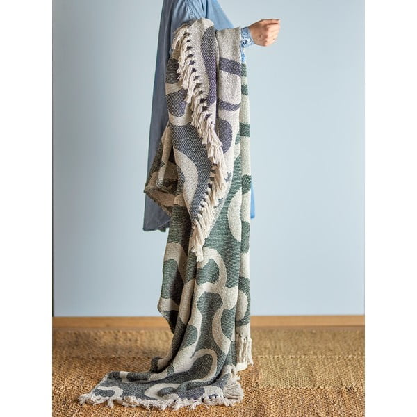 Čierna/béžová deka z recyklovanej bavlny 130x160 cm Salobre – Bloomingville-image-1