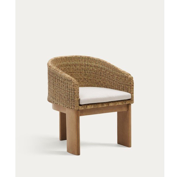 Polstrovaná/ratanová záhradná stolička v prírodnej farbe Xoriguer – Kave Home-image-4