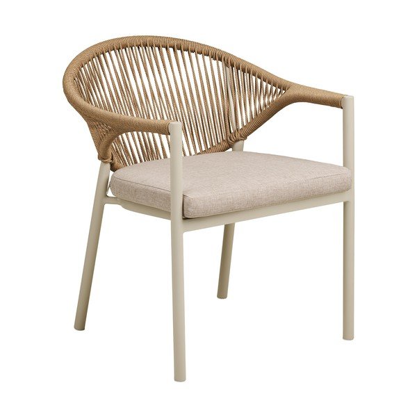 Béžová kovová/polstrovaná záhradná stolička Abela – House Nordic