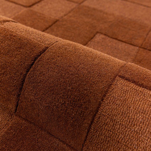 Ručne tkaný vlnený behúň v terakotovej farbe 60x230 cm Checkerboard – Flair Rugs-image-3