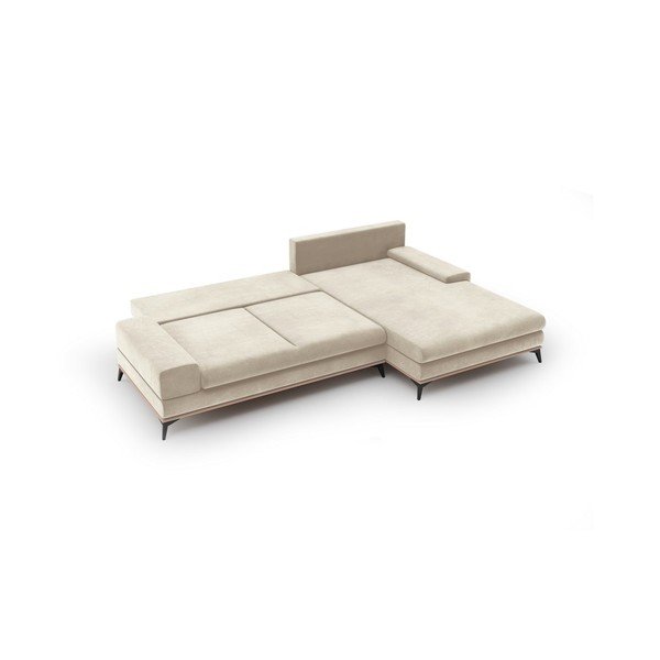 Béžová rozkladacia rohová pohovka so zamatovým poťahom Windsor & Co Sofas Astre, pravý roh-image-3