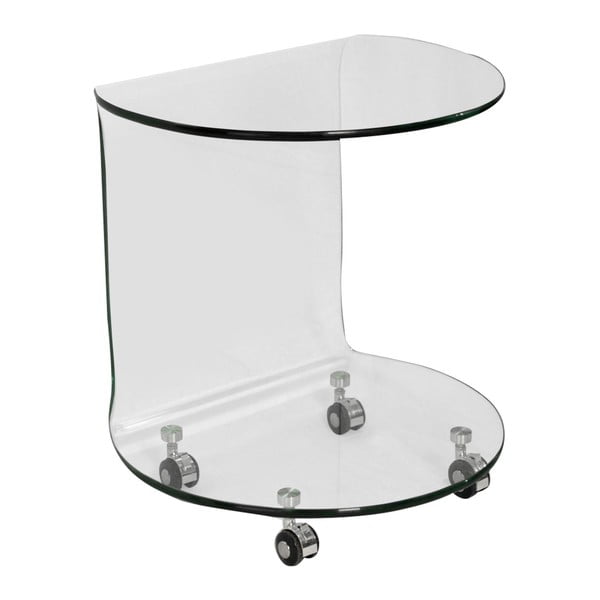 Sklenený odkladací stolík na kolieskach Esidra Simple