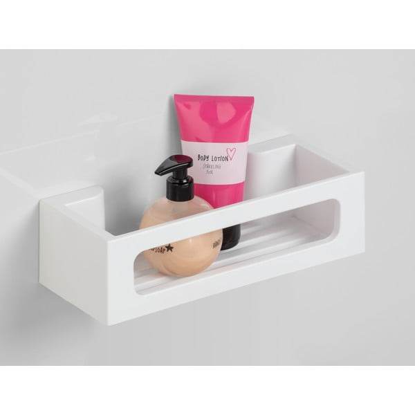 Matne biela plastová kúpeľňová polička bez vŕtania Turbo-loc Bralia – Wenko-image-1