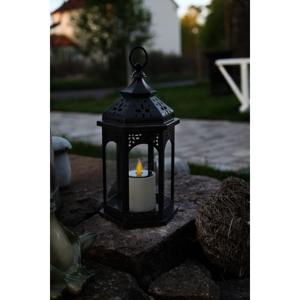 LED solárny lampáš Warm 36 cm, čierny-image-1