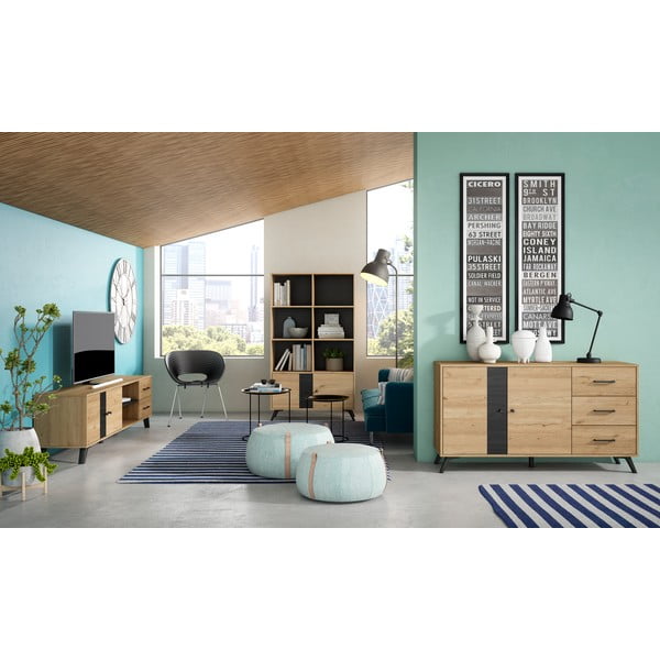 Čierna knižnica v dekore duba 92x160 cm Natura - Marckeric-image-4