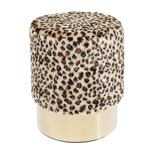Stolička s leopardím vzorom Kare Design Cherry Leo, ∅ 35 cm