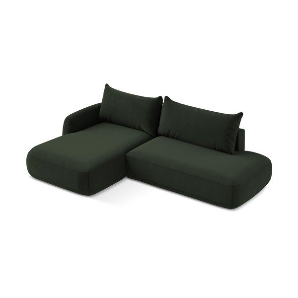 Tmavozelená rozkladacia rohová pohovka (ľavý roh/s leňoškou) Hale – Makamii-image-2