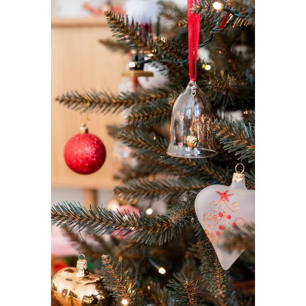 Súprava 3 bielych sklenených vianočných ozdôb v tvare srdca Ego Decor-image-1