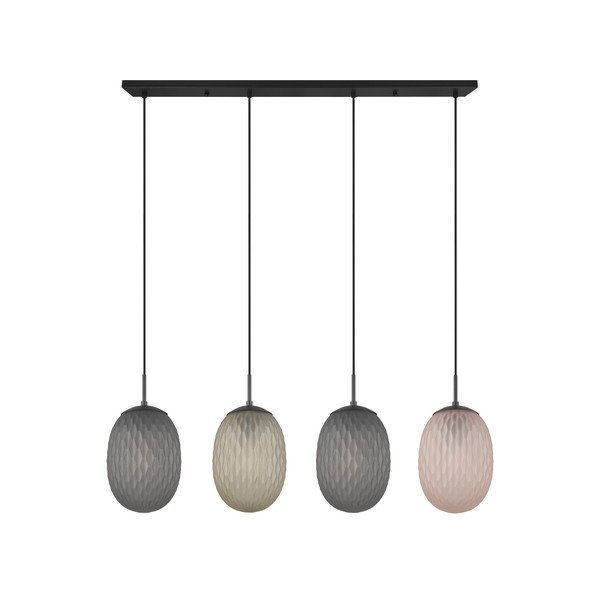 Matne čierne závesné svietidlo so skleneným tienidlom Facette – Trio