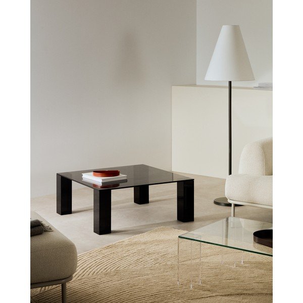 Tmavosivý sklenený konferenčný stolík 85x85 cm Adularia – Kave Home-image-1