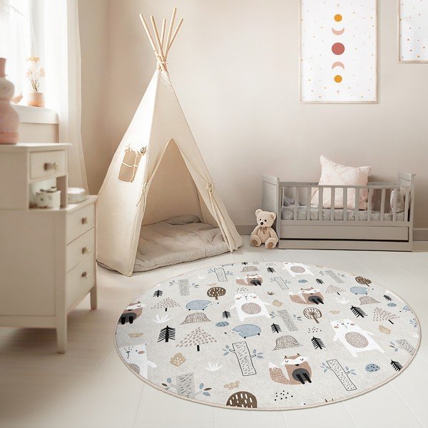 Prateľný detský koberec ø150 cm Forest Friends – Mila Home-image-1
