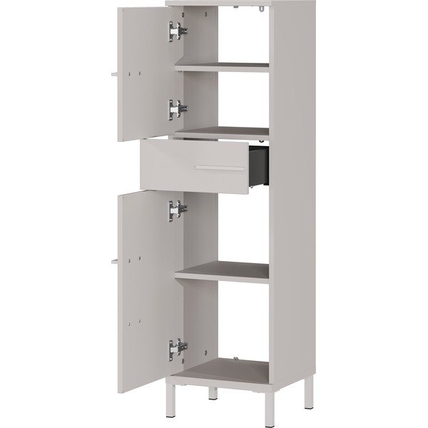 Krémovobiela matná vysoká/úzka kúpeľňová skrinka 34x123 cm Laurino – Germania-image-2