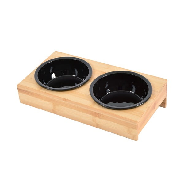 Bambusová súprava misiek s podstavcom pre psa ø 16 cm – Love Story