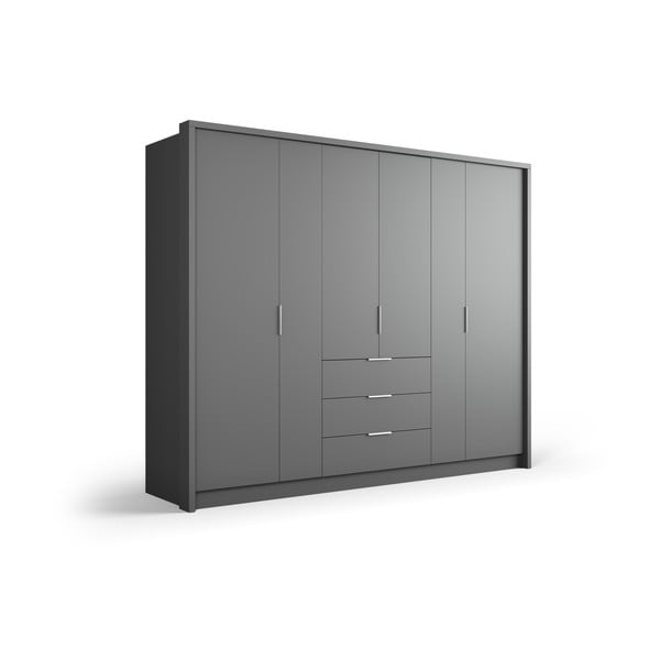 Sivá šatníková skriňa 255x217 cm Wells - Cosmopolitan Design-image-2