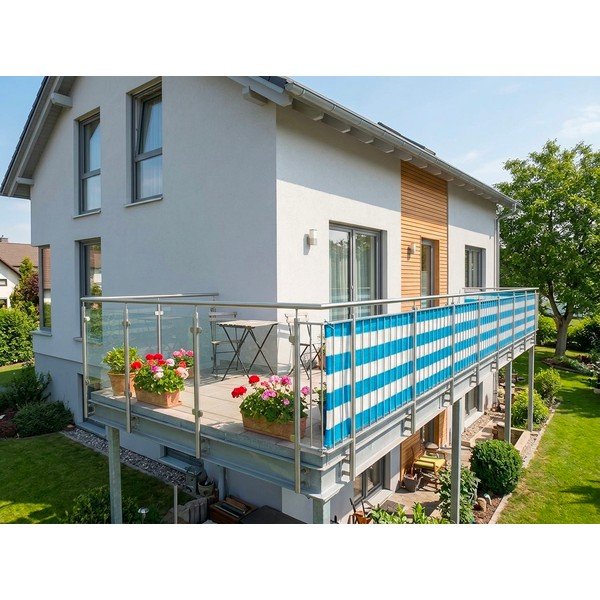 Bielo-modrá plastová balkónová zástena 500x90 cm – Garden Pleasure