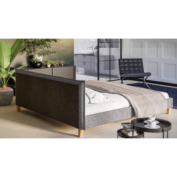 Sivá čalúnená dvojlôžková posteľ s roštom 200x200 cm Tina - Ropez-image-3