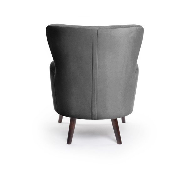 Tmavosivé zamatové kreslo ušiak Noemye – Bonami Selection-image-4