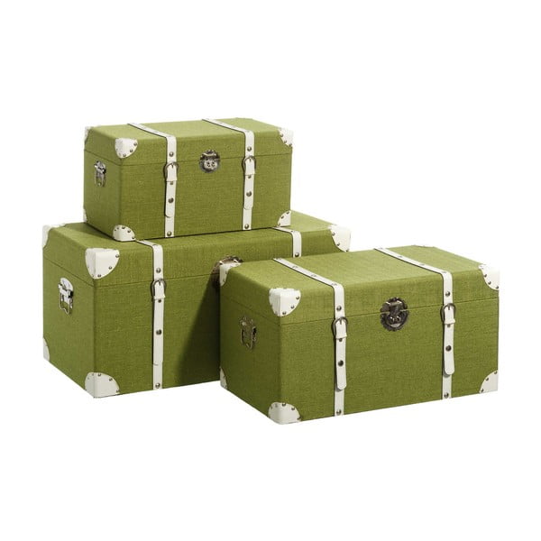 Sada 3 zelených úložných kufrov Tropicho