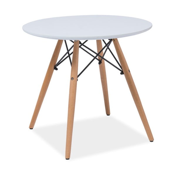 Biely okrúhly odkladací stolík s nohami z kaučukového dreva Signal Soho, ⌀ 60 cm