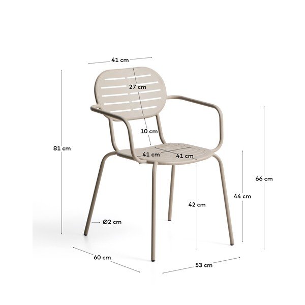 Taupe kovová záhradná stolička Brai – Kave Home-image-4