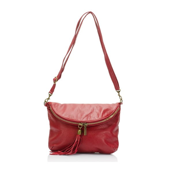 Tmavočervená kožená kabelka Lisa Minardi Renae