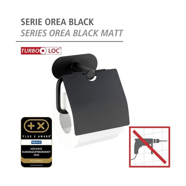 Čierny nástenný držiak na toaletný papier Wenko Orea-image-3