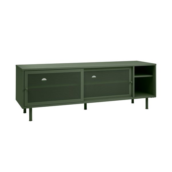 Tmavozelený kovový TV stolík 160x55 cm Veep – Unique Furniture-image-4