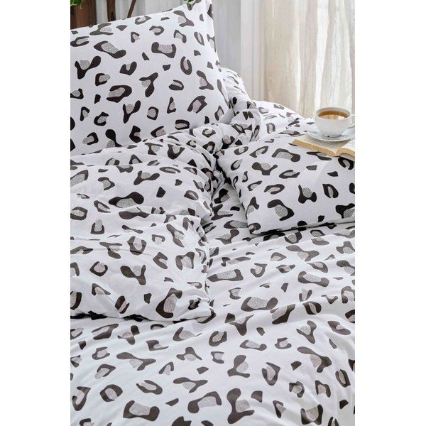 Biele/sivé obliečky na dvojlôžko/predĺžené z bavlny Renforcé s plachtou/4-dielne 200x220 cm – Mila Home
