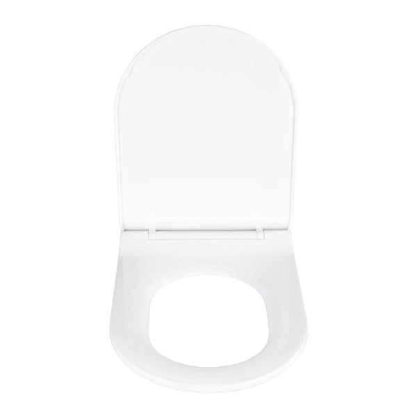 Biele WC sedadlo s jednoduchým zatváraním Wenko Habos, 46 × 36 cm-image-1