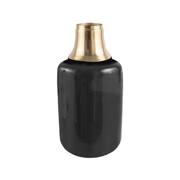 Čierna váza s detailom v zlatej farbe PT LIVING Shine, výška 28 cm