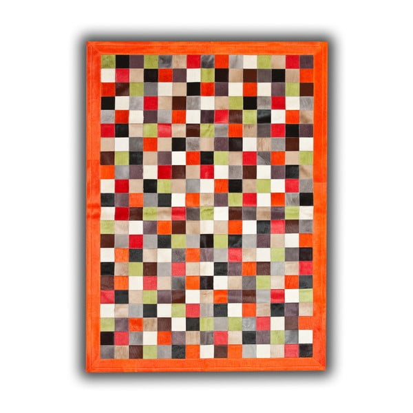 Koberec z pravej kože Pipsa Multi Orange, 140 × 200 cm