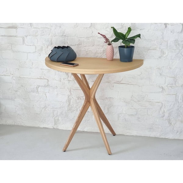 Okrúhly rozkladací jedálenský stôl s doskou v dekore jaseňového dreva 45x90 cm Jubi – Ragaba-image-1