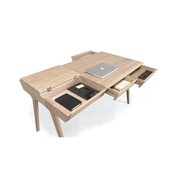 Pracovný stôl z dubového dreva s úložným priestorom Wewood - Portugues Joinery Metis-image-2