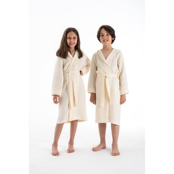 Krémový mušelínový detský župan veľkosť 5-6 rokov Muslin – Foutastic