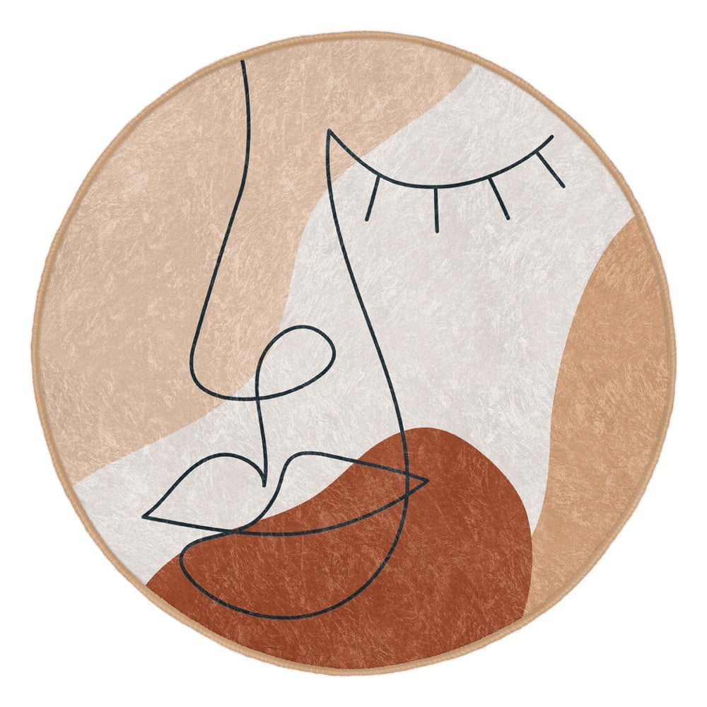 Prateľný okrúhly koberec v tehlovej farbe vhodný pre robotické vysávače ø 120 cm Comfort – Mila Home