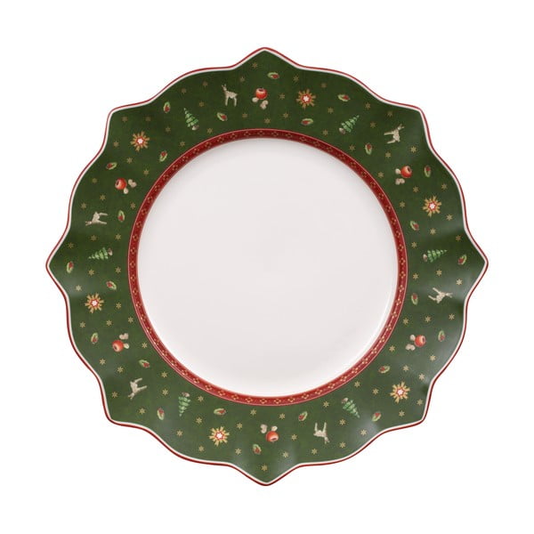 Zelený porcelánový tanier s vianočným motívom Villeroy & Boch, ø 28 cm