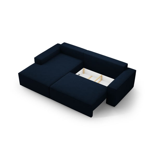 Tmavomodrá rozkladacia rohová pohovka z textílie bouclé (ľavý roh) Jodie – Micadoni Home-image-4